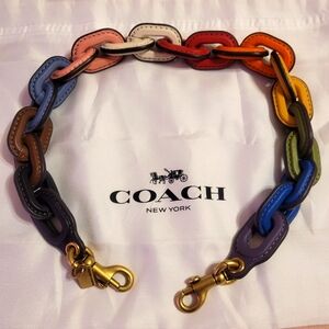 Coach glovetanned leather short strap - multi color with brass - new without tag